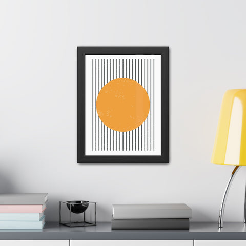 Ink Stamp 1 - Modern Geometric Framed Poster - Minimalist Art with Yellow Circle