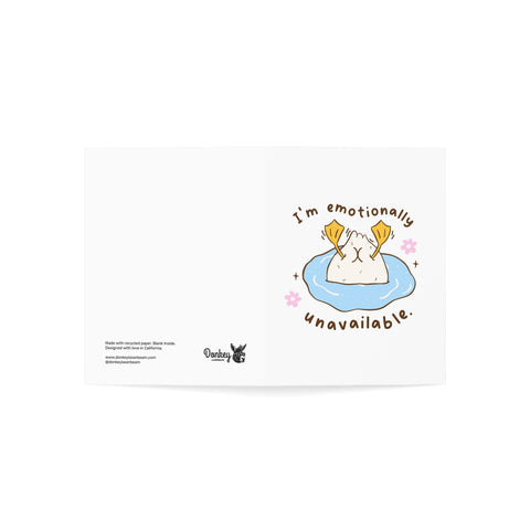 Cute “I’m Emotionally Unavailable” Greeting Card — Humorous Greeting Card - Illustrated, Funny, Snarky, Modern