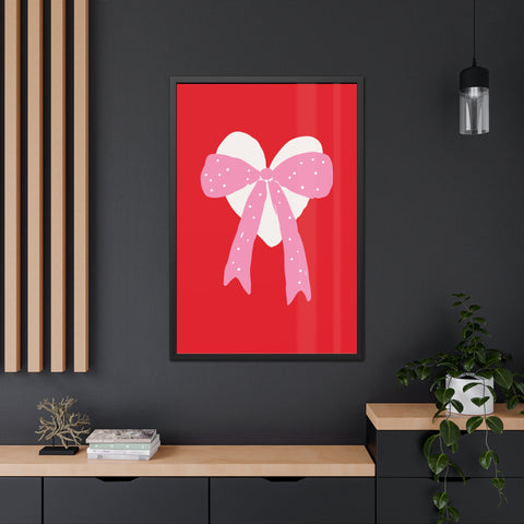 With a bow 2 - Heart Ribbon Framed Poster - Perfect for Valentine's Day Decor