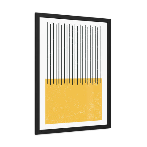 Ink Stamp 4 - Modern Minimalist Framed Poster - Abstract Yellow and Black Design