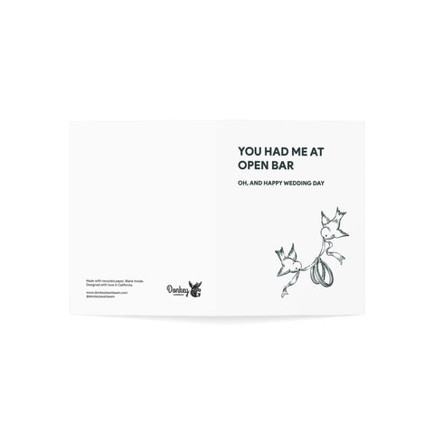 "You Had Me at Open Bar" Wedding Greeting Card — Wedding / Engagement Greeting Card - Illustrated, Funny, Snarky, Modern