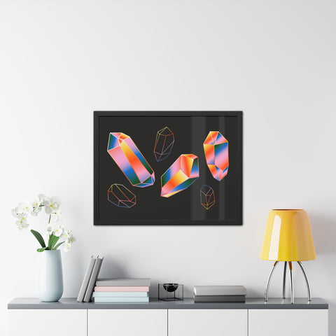 Gems - Modern Geometric Crystal Framed Poster - Stylish Wall Art for Home Decor