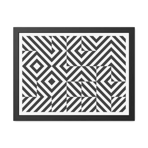 Horizon Grid 2 - Modern Geometric Framed Poster - Black and White Wall Art for Home Decor