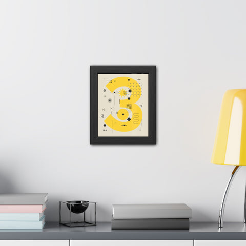 Kinta 3 - Modern Geometric Framed Poster - Bold Yellow '3' Design for Art Lovers