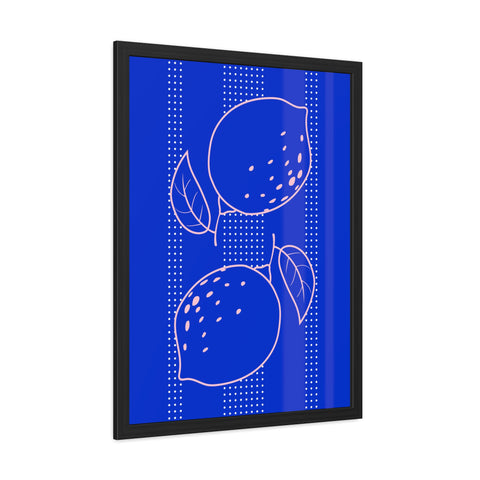 When life gives you lemons 1 - Citrus Lemon Framed Poster - Bright Blue Wall Art for Kitchen Decor
