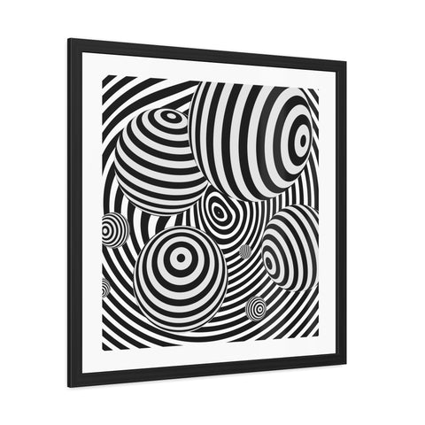 Stark 4 - Modern Abstract Framed Poster - Striking Black and White Spiral Design