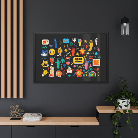 Good Vibes Framed Poster – Colorful Wall Art for Positive Energy