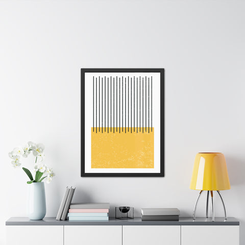 Ink Stamp 4 - Modern Minimalist Framed Poster - Abstract Yellow and Black Design