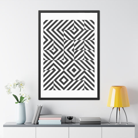 Gridline 2 - Modern Framed Poster | Black and White Geometric Art for Home Decor