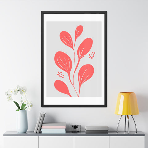 Stratica 3 - Modern Framed Floral Poster - Coral Leaf Design for Home Décor