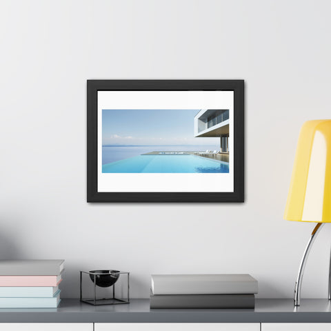 Infinity - Modern Minimalist Framed Poster - Serene Poolside View for Home Decor