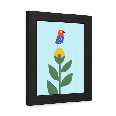 Childrana 2 - Colorful Bird & Flower Framed Poster – Cheerful Wall Art for Nature Lovers