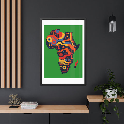 Africa 3 - Colorful African Map Framed Poster - Tech-Inspired Art for Modern Decor