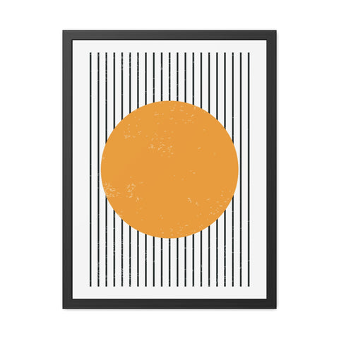 Ink Stamp 1 - Modern Geometric Framed Poster - Minimalist Art with Yellow Circle