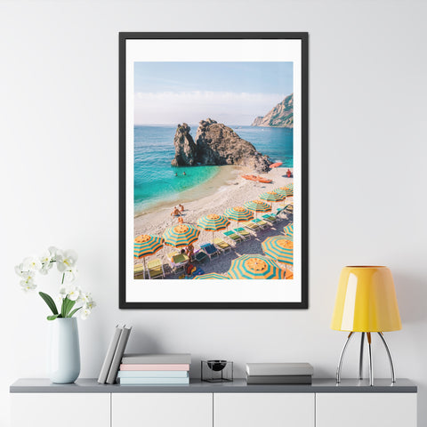 Coastal Beach Umbrellas - Framed Poster Art - Bright Summer Vibes