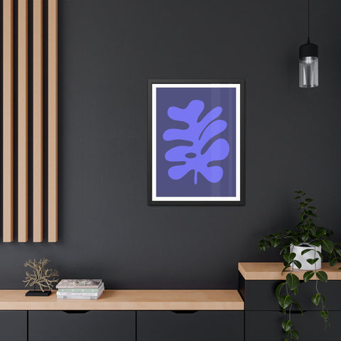 Stratica 7 - Modern Botanical Framed Poster - Abstract Blue Leaf Design for Home Decor