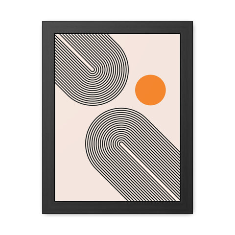 Brenda 1 - Modern Abstract Framed Poster with Geometric Design and Orange Accent