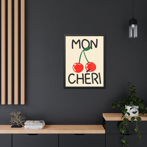 Mon Cheri Cherry Framed Poster - Fun Wall Art for Home Decor