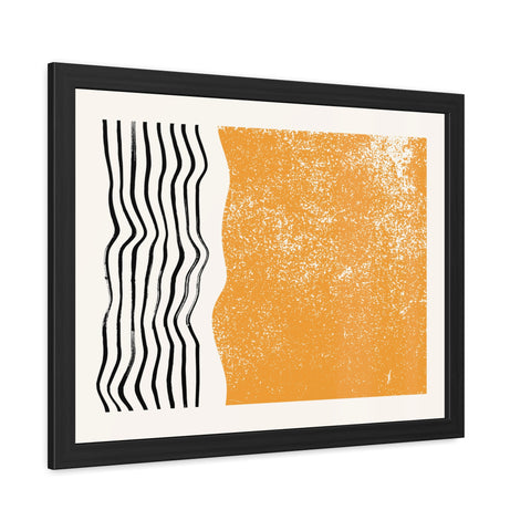 Ink Stamp 8 - Modern Abstract Framed Poster - Orange & Black Art for Home Decor