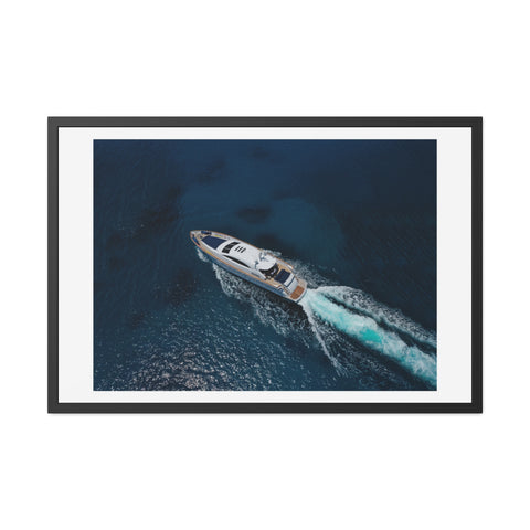 In the water - Nautical Framed Poster - Luxury Yacht at Sea Wall Art