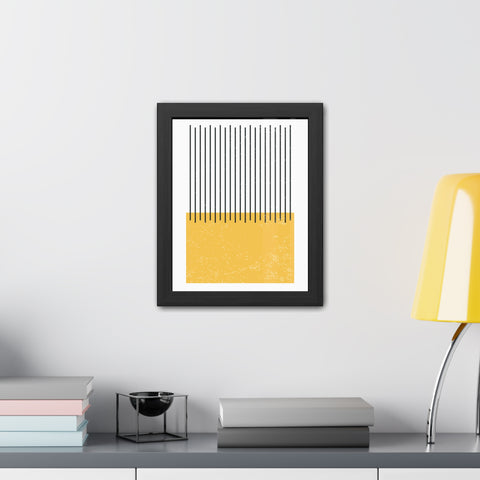 Ink Stamp 4 - Modern Minimalist Framed Poster - Abstract Yellow and Black Design