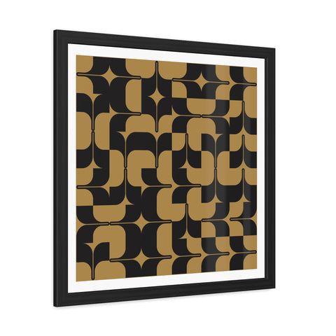 Streaks - Modern Geometric Framed Poster - Black & Gold Abstract Wall Art
