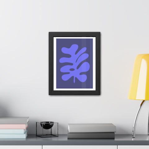 Stratica 7 - Modern Botanical Framed Poster - Abstract Blue Leaf Design for Home Decor