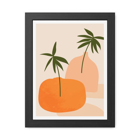 Agora 2 - Modern Framed Poster - Abstract Palm and Fruit Design for Home Decor