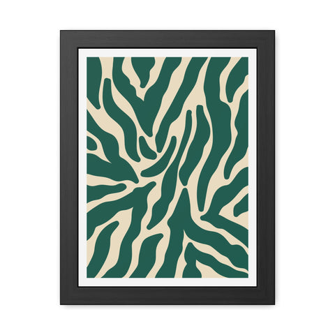 Natural formation 4- Modern Abstract Framed Poster - Green and Beige Wave Pattern Art for Home Decor