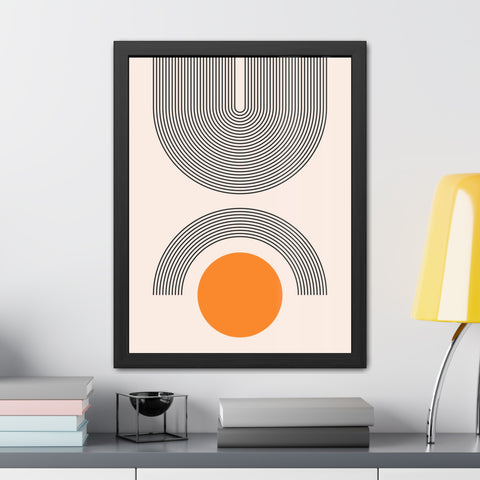 Brenda 2 - Modern Geometric Framed Poster - Minimalist Wall Art with Orange Circle