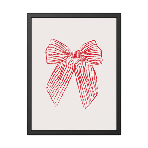 With a bow 1 - Elegant Red Ribbon Framed Poster | Holiday Decor & Gift