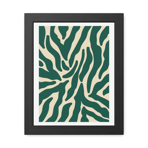 Natural formation 4- Modern Abstract Framed Poster - Green and Beige Wave Pattern Art for Home Decor