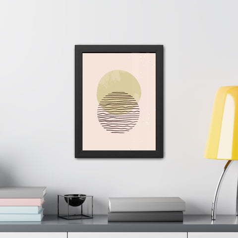 Blend 1 - Modern Minimalist Framed Poster – Abstract Green and Beige Art