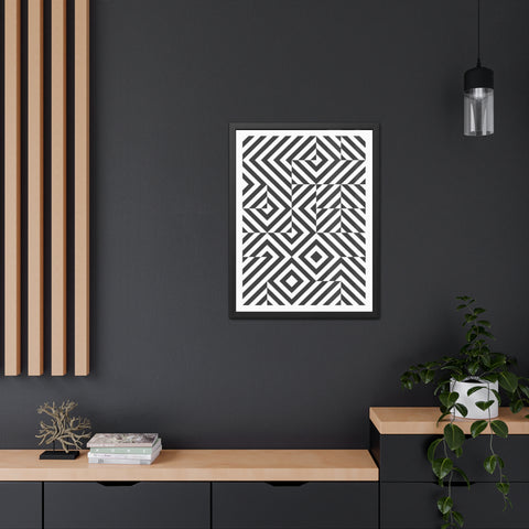 Gridline 2 - Modern Framed Poster | Black and White Geometric Art for Home Decor