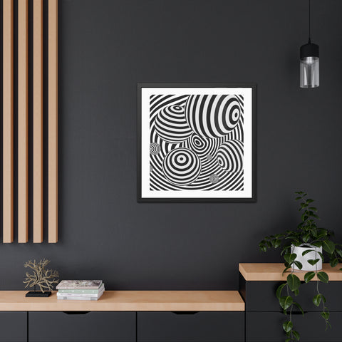 Stark 4 - Modern Abstract Framed Poster - Striking Black and White Spiral Design