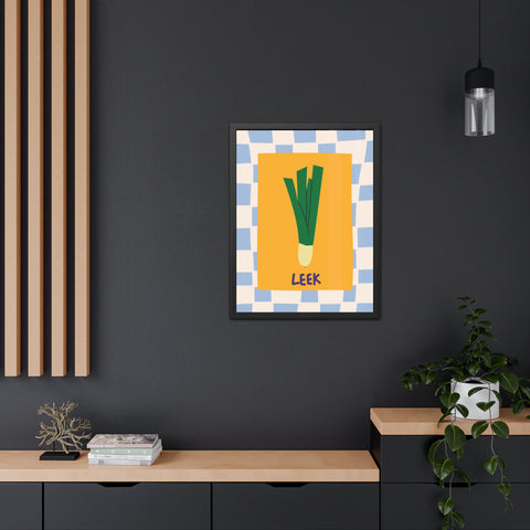 Whimsical Leek Framed Poster - Kitchen Art for Food Lovers