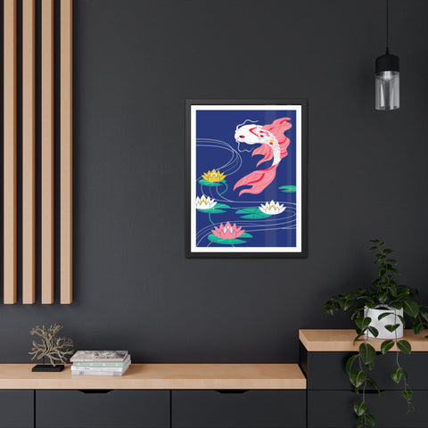 Japanese Garden 1 - Koi Fish Framed Poster - Tranquil Water Lily Art for Home Décor