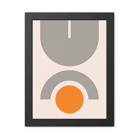 Brenda 2 - Modern Geometric Framed Poster - Minimalist Wall Art with Orange Circle