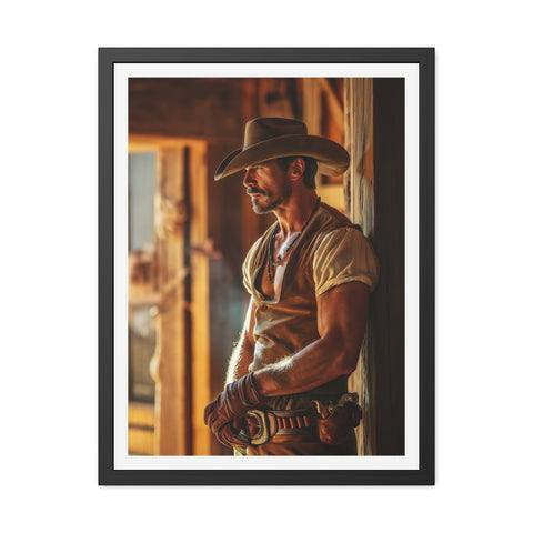 Cowboy 1 - Rustic Western Framed Poster - Cowboy Wall Art for Home Decor
