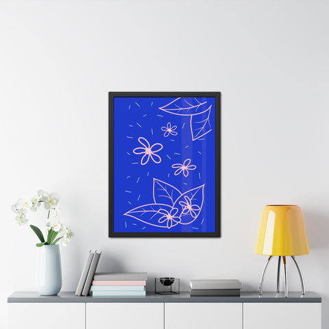 When life gives you lemons 3 - Blue Floral Framed Poster - Modern Botanical Art for Home Decor