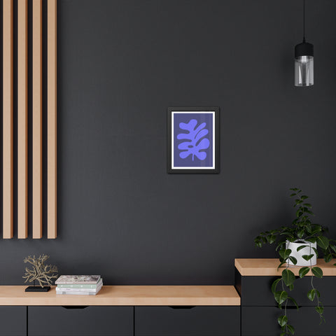 Stratica 7 - Modern Botanical Framed Poster - Abstract Blue Leaf Design for Home Decor