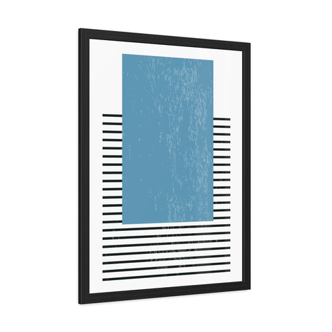 Ink Stamp 2 - Modern Minimalist Framed Poster - Blue Abstract Design for Home Decor