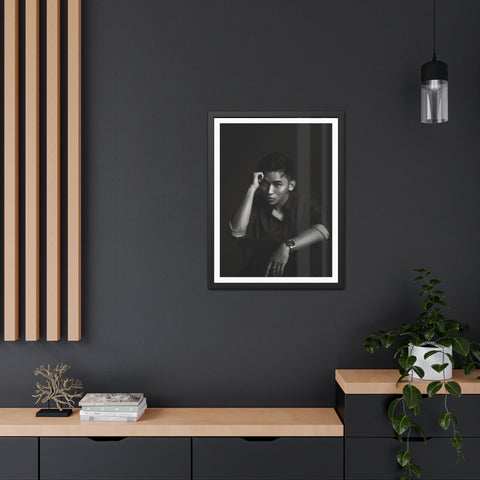 Male Portrait 1 - Elegant Framed Poster - Black and White Portrait for Modern Décor