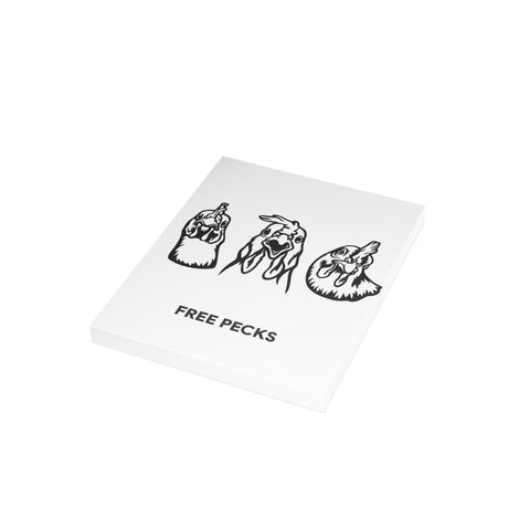 “Free Pecks”Chick en Greeting Card — Humorous Greeting Card - Illustrated, Funny, Snarky, Modern