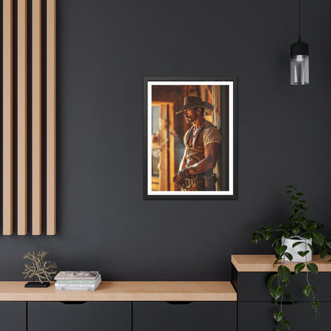 Cowboy 1 - Rustic Western Framed Poster - Cowboy Wall Art for Home Decor