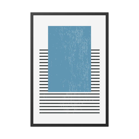 Ink Stamp 2 - Modern Minimalist Framed Poster - Blue Abstract Design for Home Decor