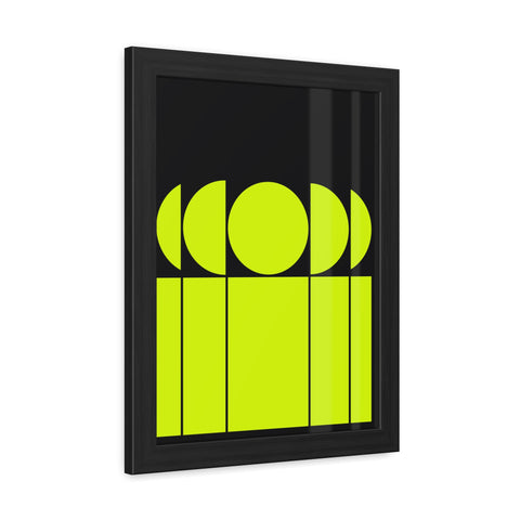 Modernica 1 - Modern Geometric Framed Poster - Bright Yellow and Black Wall Art for Contemporary Decor