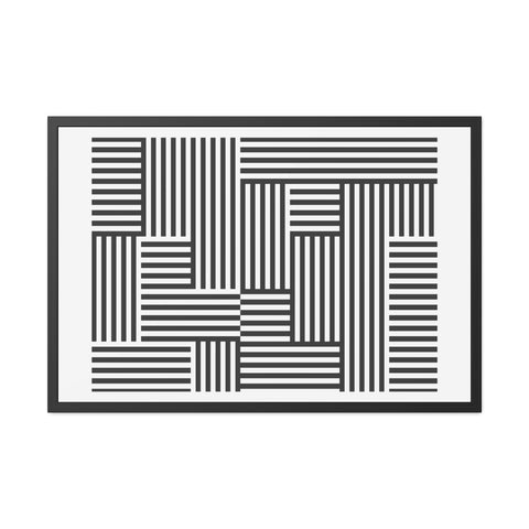 Horizon Grid 4 - Modern Minimalist Framed Poster - Abstract Black and White Line Art