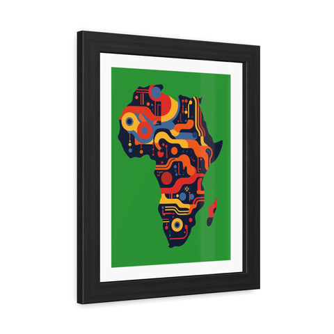 Africa 3 - Colorful African Map Framed Poster - Tech-Inspired Art for Modern Decor