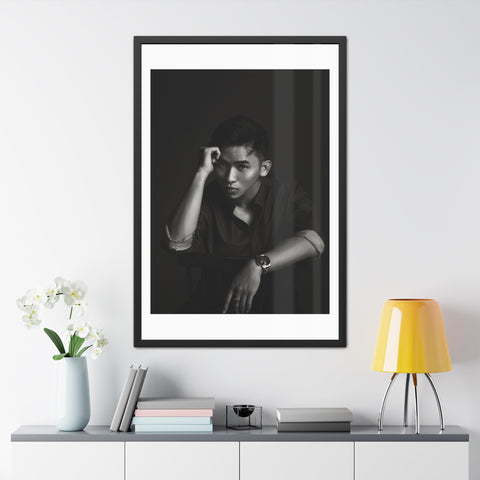 Male Portrait 1 - Elegant Framed Poster - Black and White Portrait for Modern Décor